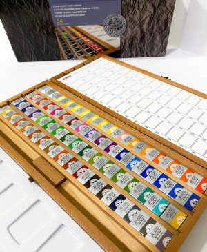 آبرنگ افرا جعبه چوبی(64 رنگ)